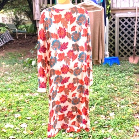 FOREVER 21 Flowy Bohemian Sheer Floral Kimono Duster Cover Up Womens Large - Picture 4 of 16